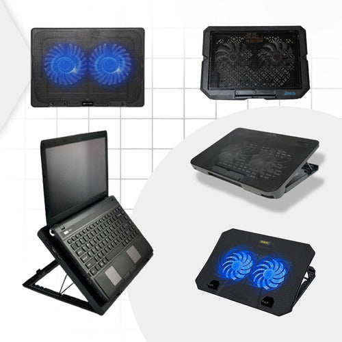 Base Refrigerante para Notebook Cooler 2 Ventiladores Silenciosos Ajustables con LED