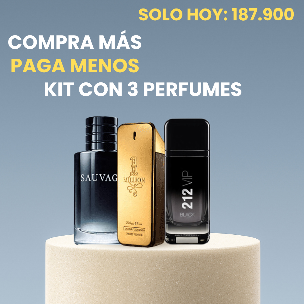 Compra 1 y Lleva 3 Perfumes - 1 Million + Sauvage  e VIP Black 100ML + Envío Gratis ⭐⭐⭐⭐⭐