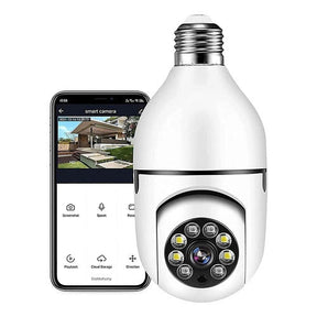 Camara Wifi Lampara Bombillo Seguridad 360° Ip Full Hd Visión Nocturna