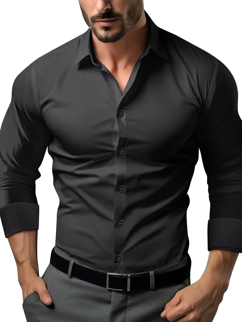 Camisa Social Mónaco - Tela Antiamasado Dry Blank [83% Algodón Egipcio y 17% Elastano]